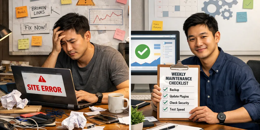 이 글의 핵심 개념을 보여주는 대표 이미지. 1인 사이트를 위한 15분 주간 유지보수 체크리스트