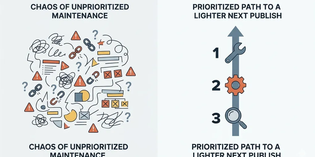 Editorial hero image for the core concept of this post. What to Fix First When a Solo Website Needs Maintenance Only